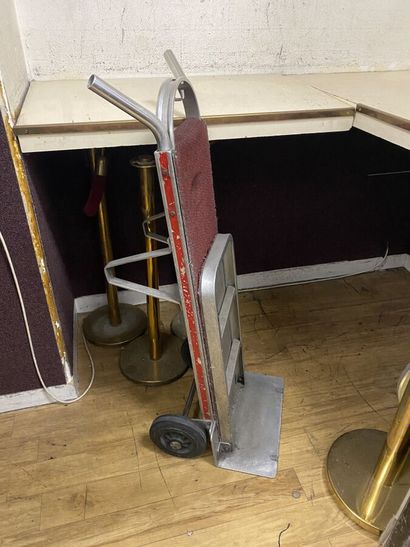 Metal trolley on wheels