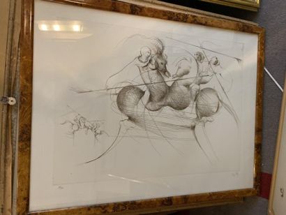 Lot of thirteen lithographs and modern engravings...