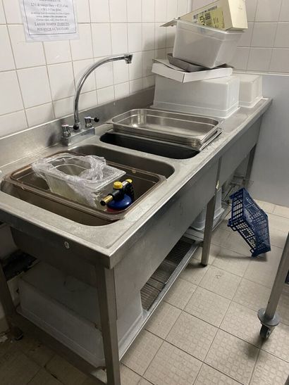 Large stainless steel double sink table with...