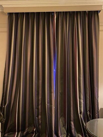 Pair of curtains with vertical stripes gray,...