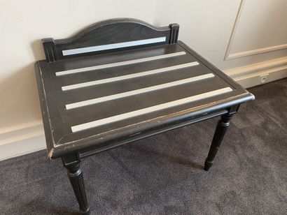 Luggage rack in dark natural wood, top with...