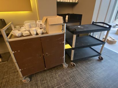 Metal cart on casters with three levels....