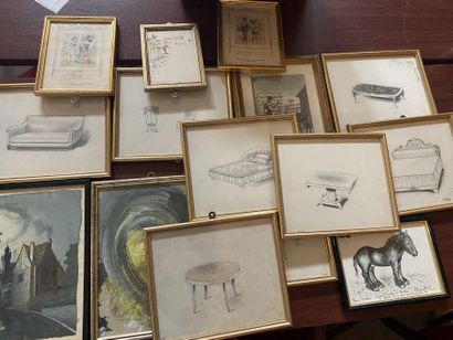Lot of 20 various framed pieces including...
