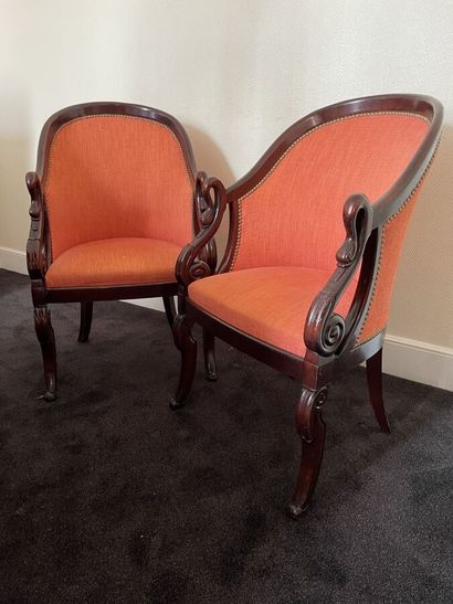 Pair of Restoration style swan neck gondola...