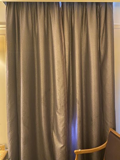 Pair of curtains in shiny purple fabric with...
