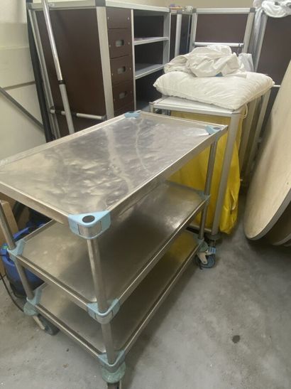 Metal trolley on wheels with three levels...