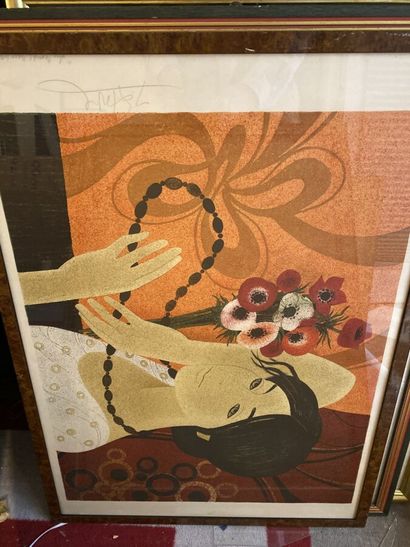 Lot twelve framed pieces of various female...