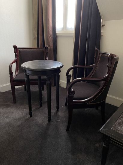 Pair of swan neck armchairs in the Restoration...