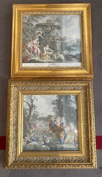 
Deux reproductions d'après François BOUCHER 

Scènes...