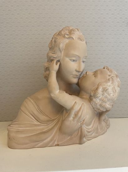 Terracotta bust representing a woman and...