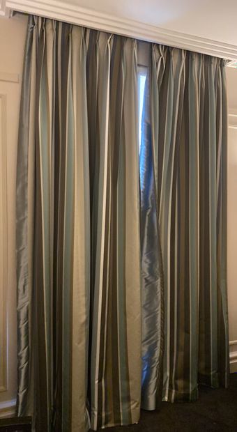 Pair of curtains with vertical stripes gray,...