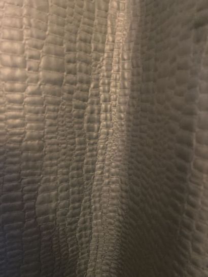 Pair of curtains in turquoise silk fabric...