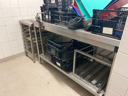 Stainless steel table with backsplash and...
