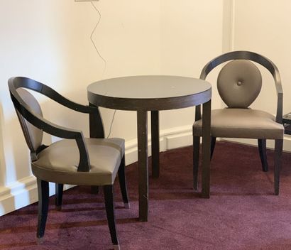 Quadripod pedestal table in black tinted...