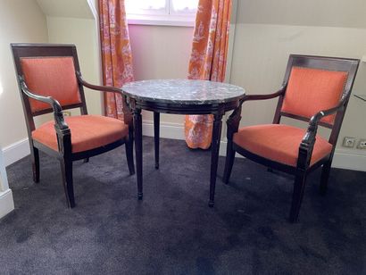 Pair of armchairs, armrests with dolphin...