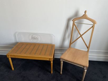 Luggage rack in light natural wood, top with...