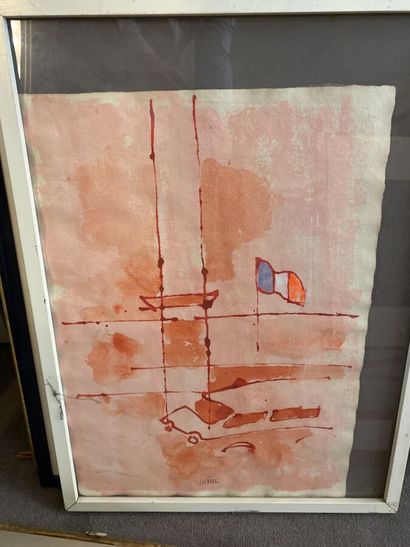 Lot of 14 large framed pieces including lithographs...