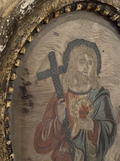 Silk thread embroidery representing Christ...