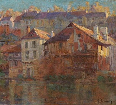 Modern school
House in front of the river
Oil...