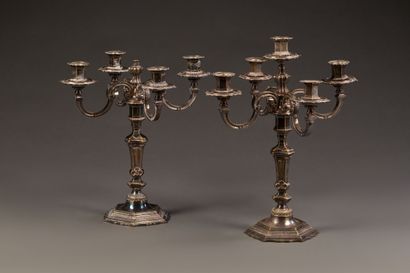Pair of silver plated bronze candelabras...