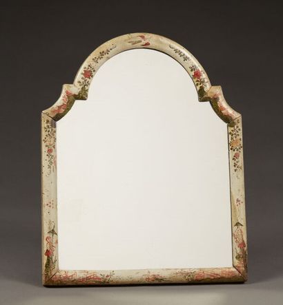 Table mirror in painted wood with a polychrome...