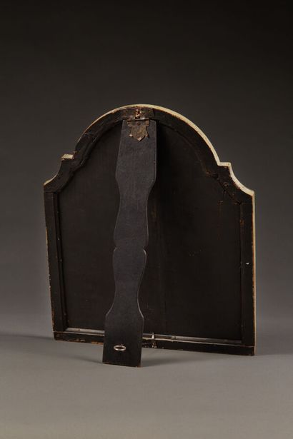 Table mirror in painted wood with a polychrome...