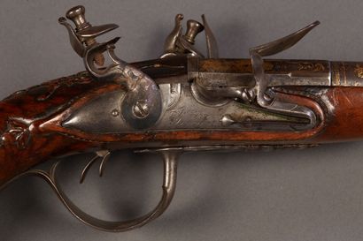 Important pair of officer's double flintlock...