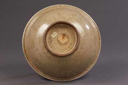 Chinese glazed ceramic bowl, cracked, with...