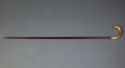 Mahogany cane, the pommel in vermeil with...