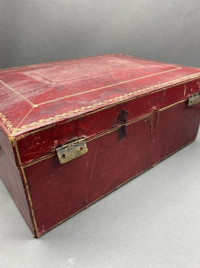 Red morocco box with handles, decorated with...