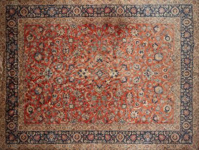 Large oriental carpet with orange background,...
