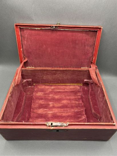 Red morocco box with handles, decorated with...