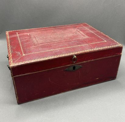 Red morocco box with handles, decorated with...
