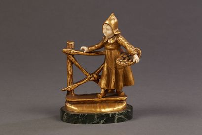 Gilded bronze chryselephantine statuette...