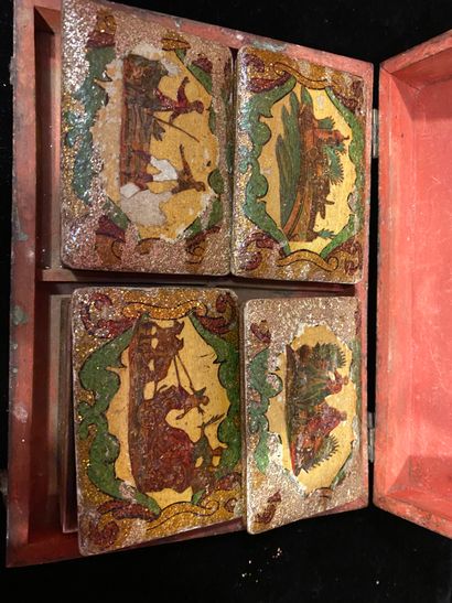 Box with quadrilles in lacquered wood and...