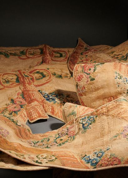 Pair of tapestry doors with polychrome decoration...