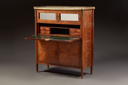 Wooden secretary opening in the upper part...