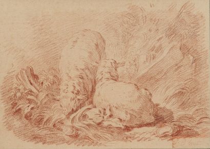 18th century FRENCH school
Two sheep together
Sanguine...