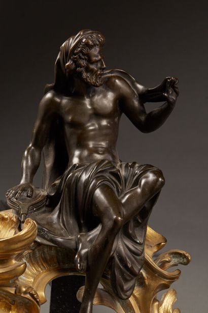 Pair of gilt bronze andirons representing...