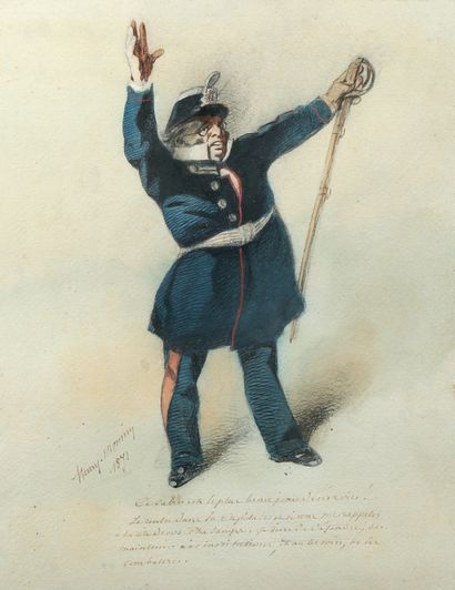 Henri MONNIER (1805-1877)
The soldier 
Ink...