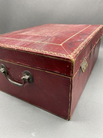Red morocco box with handles, decorated with...