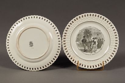 LONGWY - 12 dessert plates in fine white...