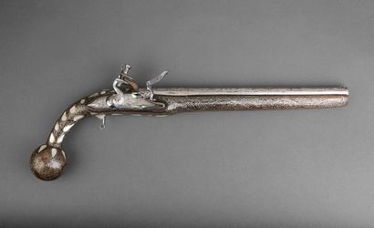 Long oriental flintlock pistol. 
Long iron...