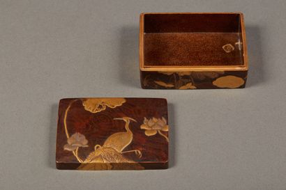 Japanese lacquer rectangular box with gilded...