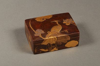 Japanese lacquer rectangular box with gilded...