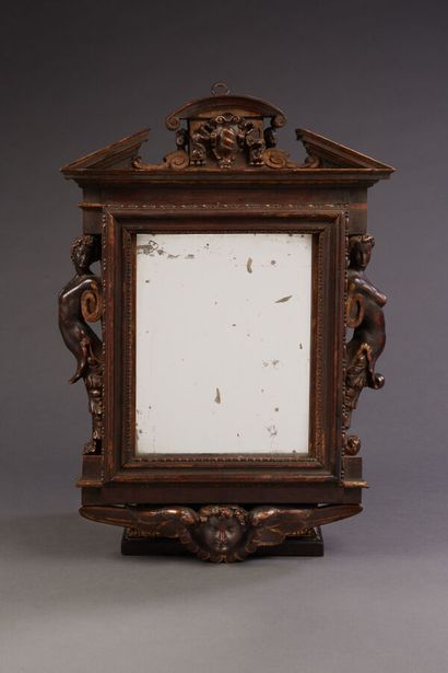 Carved, patinated and partially gilded wooden...