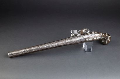 Long oriental flintlock pistol. 
Long iron...