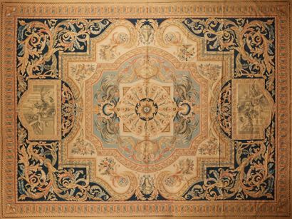 Large carpet with tapestry stitches, decorated...