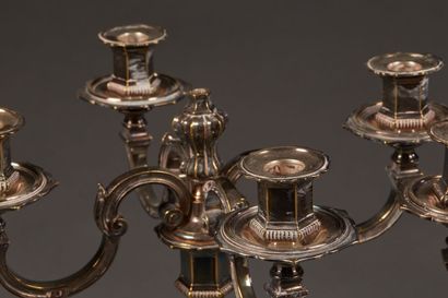 Pair of silver plated bronze candelabras...
