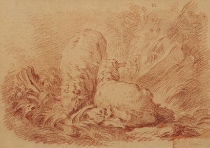 18th century FRENCH school
Two sheep together
Sanguine...